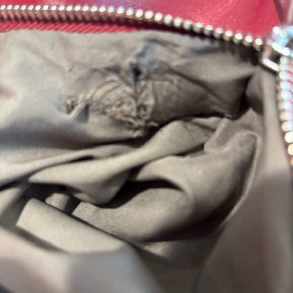 Matt & Nat Red Minimalist Backpack with Top Handle Vegan Leather Side Pocket - Picture 8 of 11